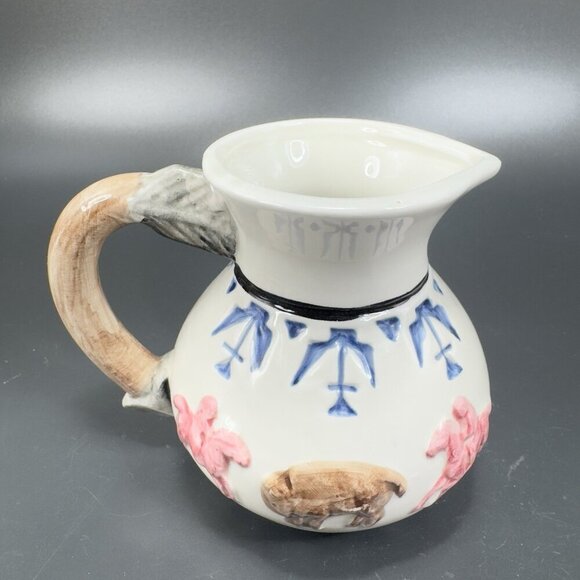 Vintage Omnibus Fitz & Floyd Ceramic Small Pitcher Creamer Buffalo Hunt Scene - Picture 8 of 15